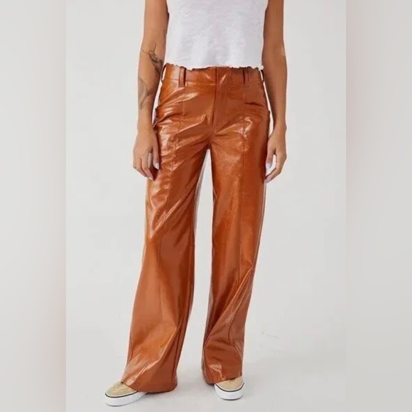 Free People Star-Crossed Lovers Vegan Straight-Leg Pants Size 14.B20 - Picture 2 of 9